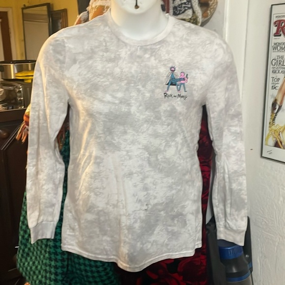 RICK & MORTY men’s small white/gray long sleeve t shirt top graphic print casual - Picture 1 of 9